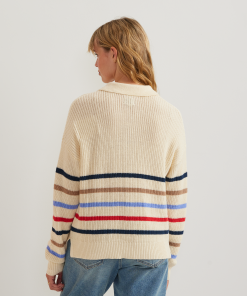Alternative view of Women's Johnny Collar Multi-Stripe Sweater