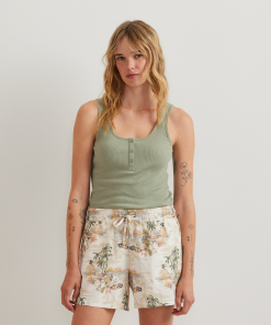 Women's Ribbed Henley Tank