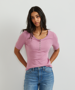 Women's Softline Short-Sleeve Ribbed Henley