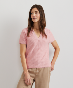 Women's Diamond Stitch Short Sleeve Pullover Sweater