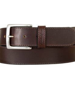 Men's Rugged Leather Belt With Stretch Tab And Sasquatch Design