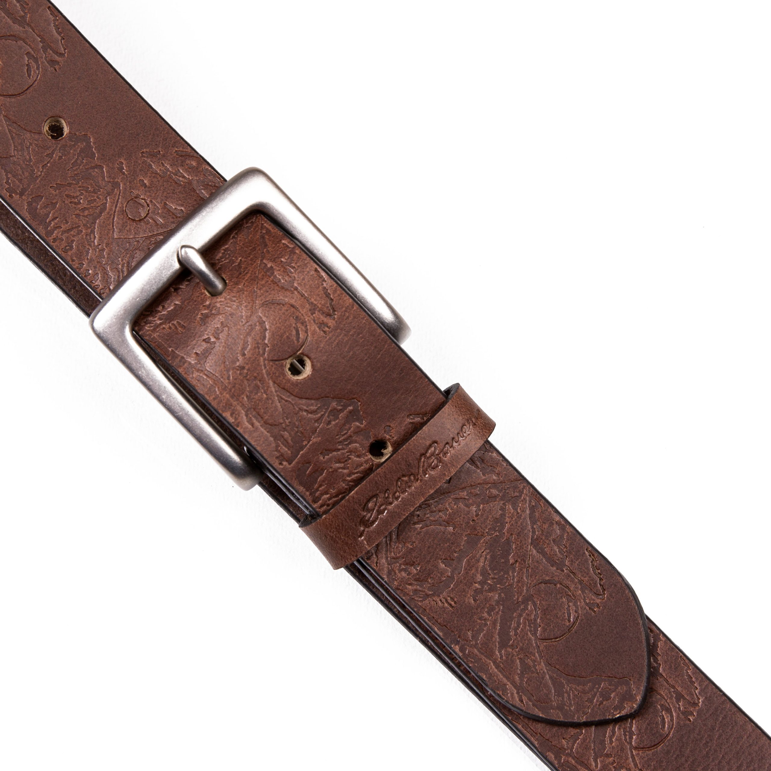 Men's Debossed Live Your Adventure Leather Belt - Image 9