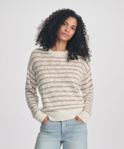 Women's Slub Stripe Crew Neck Sweater